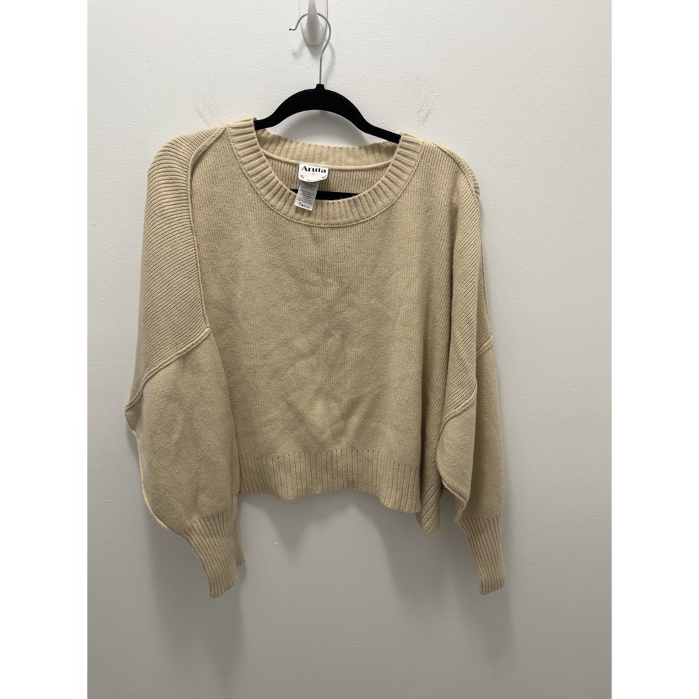 Arula Size X 0X Beige Oversized Cropped Sweater Ribbed Dolman Sleeve Boho